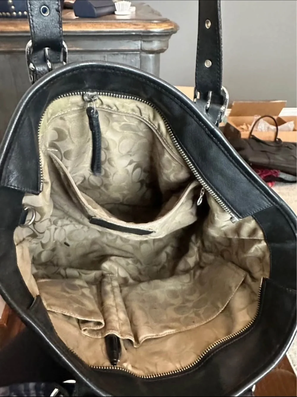 Coach Black Leather Tote